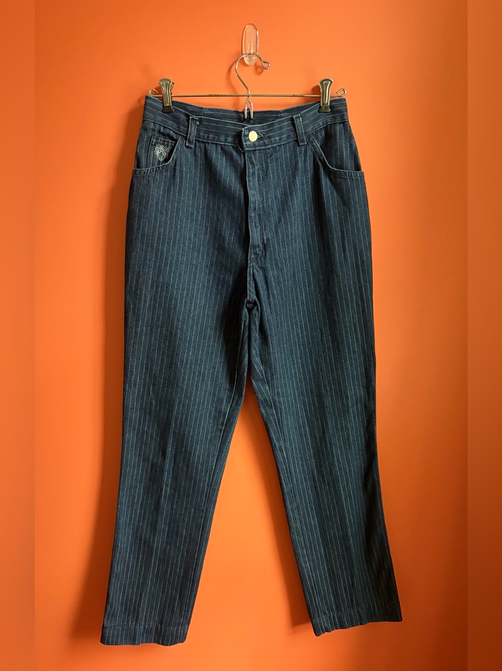 Vintage 80s High Rise Pinstripe Trouser Jeans Size S